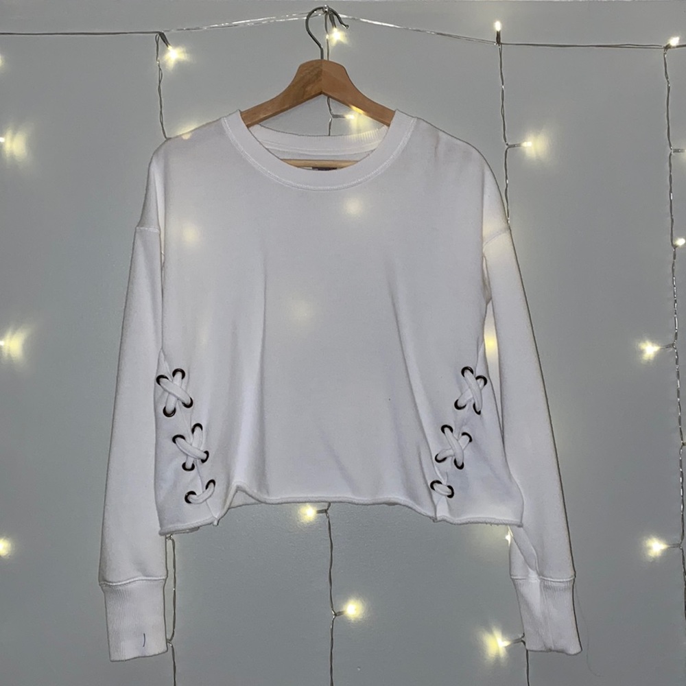 Aerie Cropped Shoelace Sweatshirt